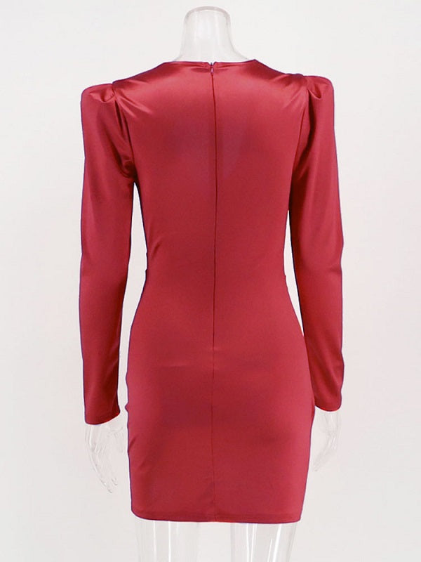 Bodycon Dresses Layered Casual Long Sleeves Midi Pencil Dress