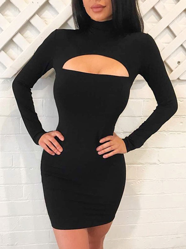 Bodycon Dresses Long Sleeve Cut Out Slim Fit Sheath Dress