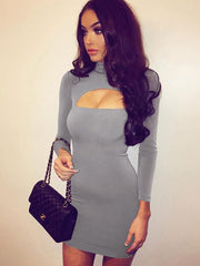 Bodycon Dresses Long Sleeve Cut Out Slim Fit Sheath Dress