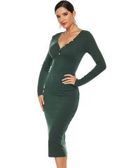 Bodycon Long Sleeves Casual Pencil Dress Midi Dress
