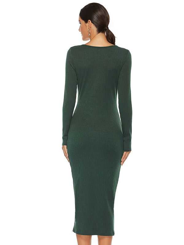 Bodycon Long Sleeves Casual Pencil Dress Midi Dress