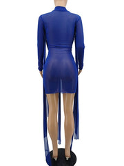 Bodycon Dresses Long Sleeves High Collar Layered Sheath Dress