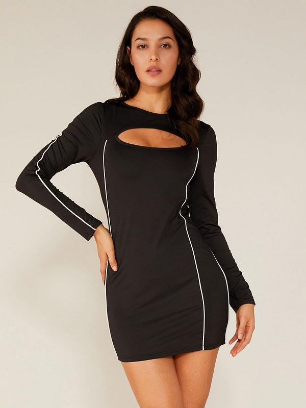 Bodycon Dresses Long Sleeves Jewel Neck Sheath Dress Midi Dress
