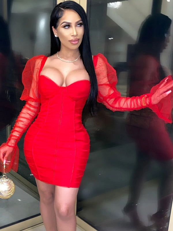 Bodycon Dresses Pleated Design Midi Pencil Dress