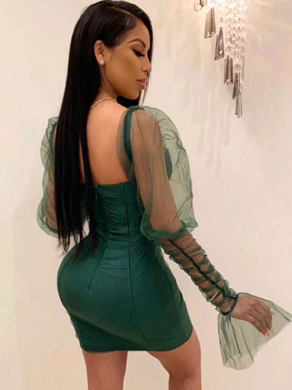 Bodycon Dresses Pleated Design Midi Pencil Dress