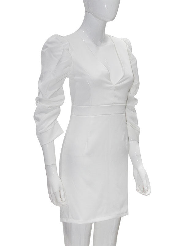 Bodycon Dresses Pleated Irregular Half Sleeves Midi Pencil Dress