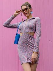 Bodycon Dresses Printed Buttons Stretch Casual Pencil Dress