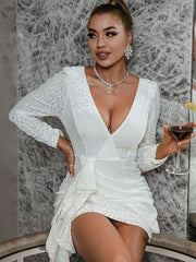 Bodycon Dresses Ruffles Stretch Sheath Dress Midi Dress