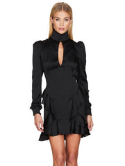 Bodycon Dresses High Collar Asymmetrical Midi Sheath Dress