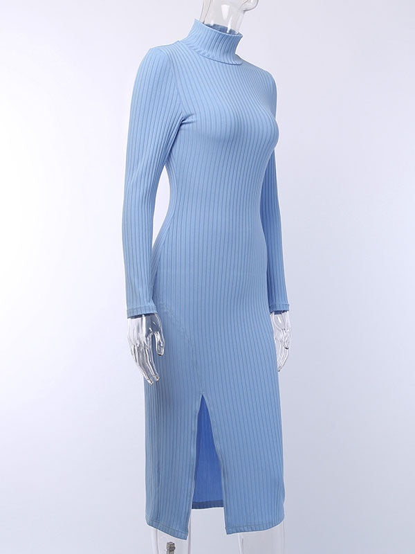 Bodycon Dresses Long Sleeves Pencil Dress Split Skirt