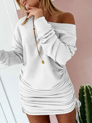 Bodycon Dresses Scoop Neck Drawstring Sheath Dress