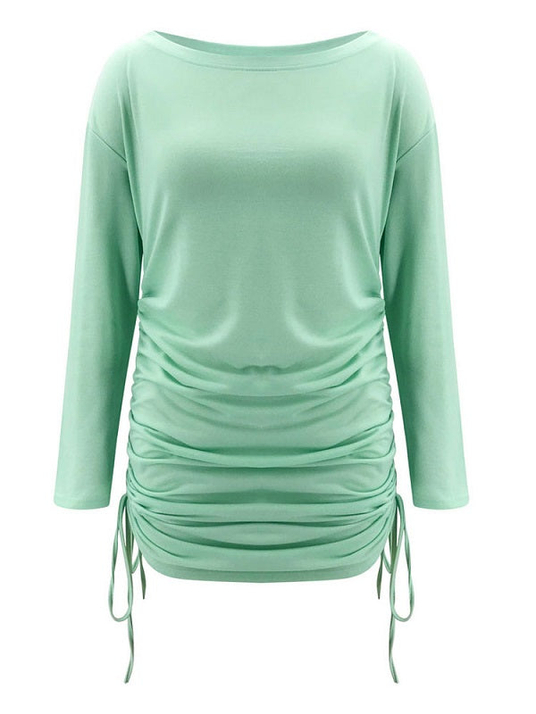 Bodycon Dresses Scoop Neck Drawstring Sheath Dress