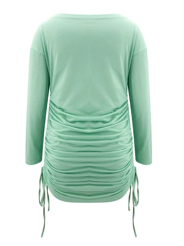 Bodycon Dresses Scoop Neck Drawstring Sheath Dress
