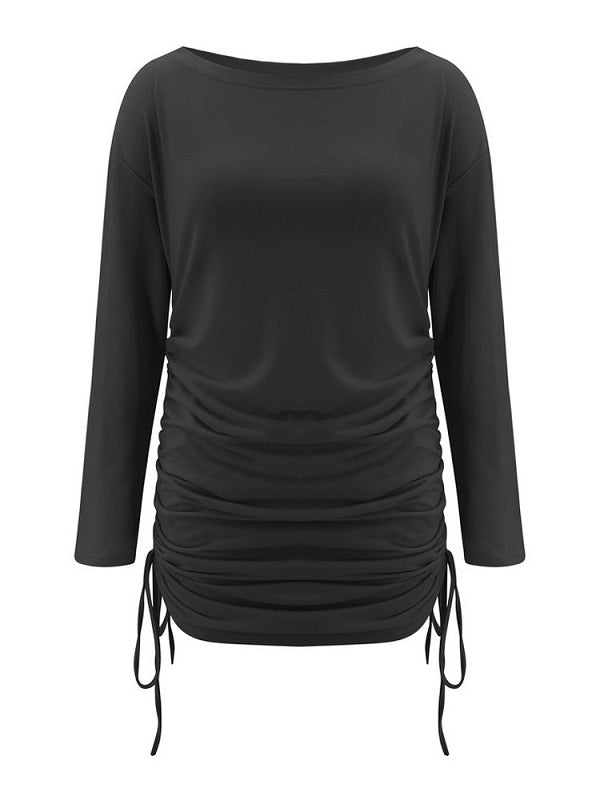 Bodycon Dresses Scoop Neck Drawstring Sheath Dress