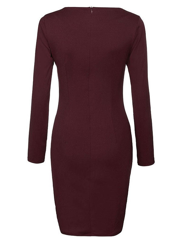 Bodycon Dresses Square Neck Long Sleeves Pencil Dress