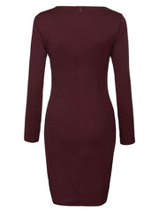 Bodycon Dresses Square Neck Long Sleeves Pencil Dress