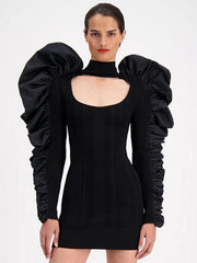 Bodycon Long Sleeve Ruffles Celebrity Party Dress