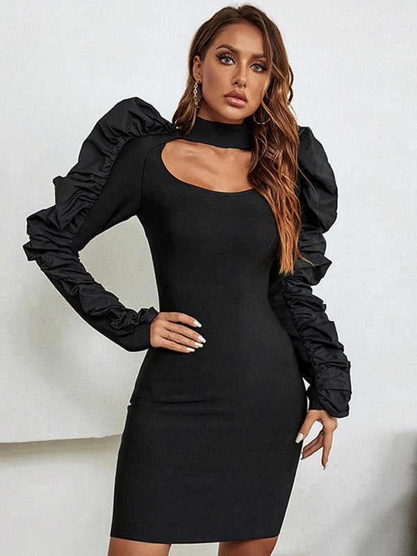 Bodycon Long Sleeve Ruffles Celebrity Party Dress