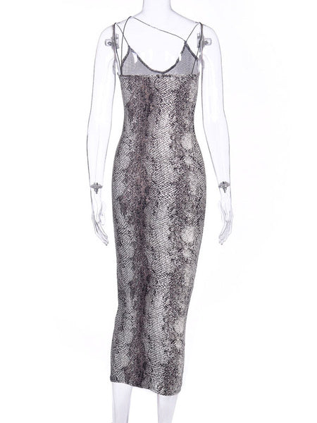 Leopard Print Sleeveless Backless Sheath Bodycon Dress