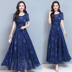 Bodycon Short Sleeve Vintage A-line Maxi Party Dresses