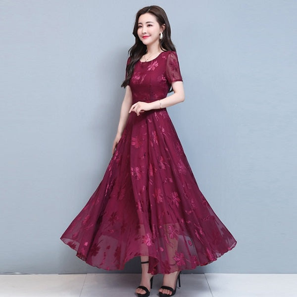 Bodycon Short Sleeve Vintage A-line Maxi Party Dresses