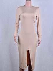 Bodycon Slit Front Dress Midi Dress Sheath Dress