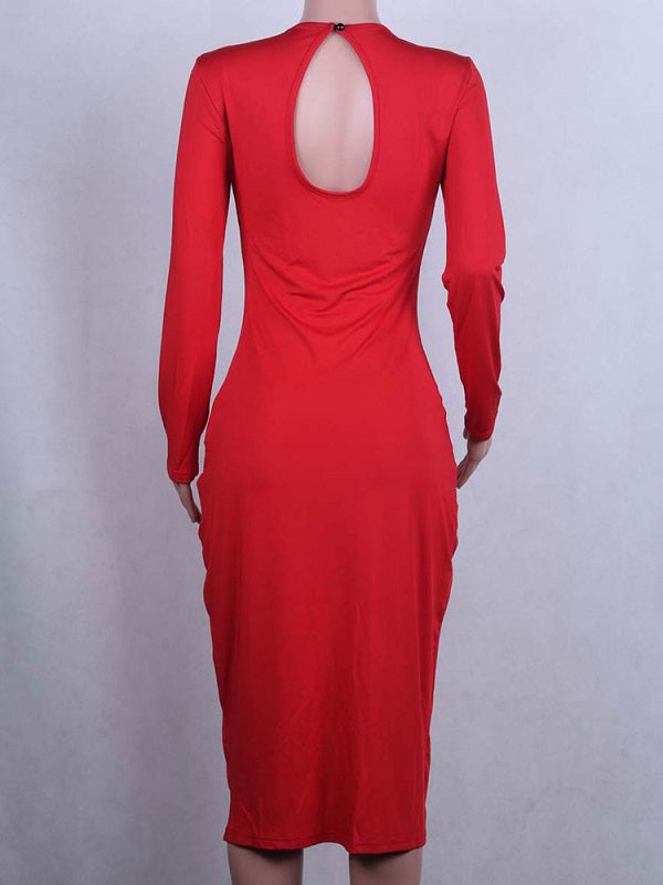 Bodycon Slit Front Dress Midi Dress Sheath Dress