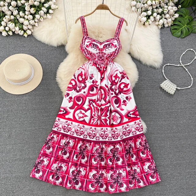 Floral Summer Dress Spaghetti Strap Dresses Floral Print
