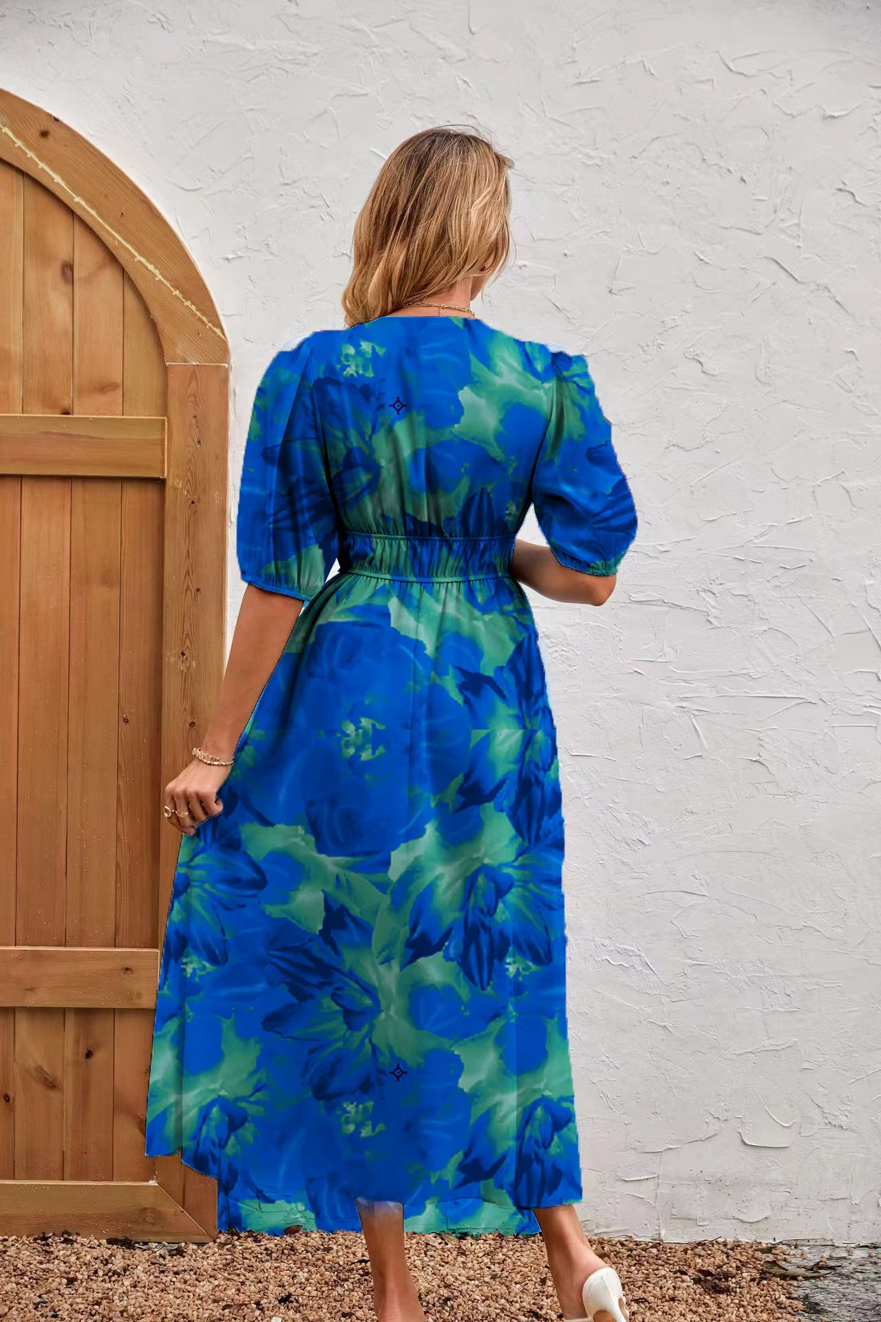Bohemian Asymmetrical Pullover V-Neck Beach Style Floral Sundress