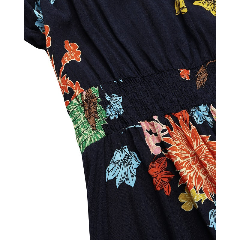Bohemian Floral Print Long Sleeve Split Flowy Mini Elegant Dress