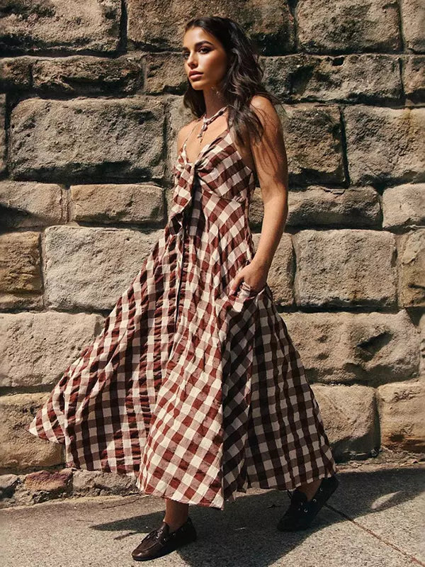 Bohemian Open Shoulder Beach Style Deep V-Neck Maxi Dress