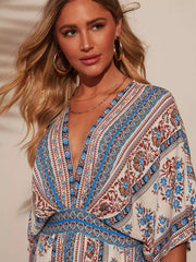 Bohemian Printed Beach Style With Side High Slit Beach Style Maxi Dress