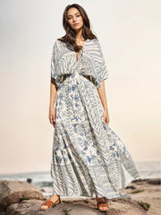 Casual Printed Beach Style With Side High Slit Beach Style Maxi Dress