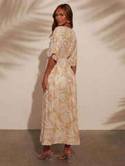 Casual Printed Beach Style With Side High Slit Beach Style Maxi Dress