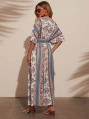 Bohemian Printed Beach Style With Side High Slit Beach Style Maxi Dress