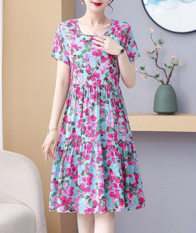 Bohemian Short Sleeve Beach Flower Floral Dresses