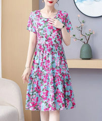 Bohemian Short Sleeve Beach Flower Floral Dresses