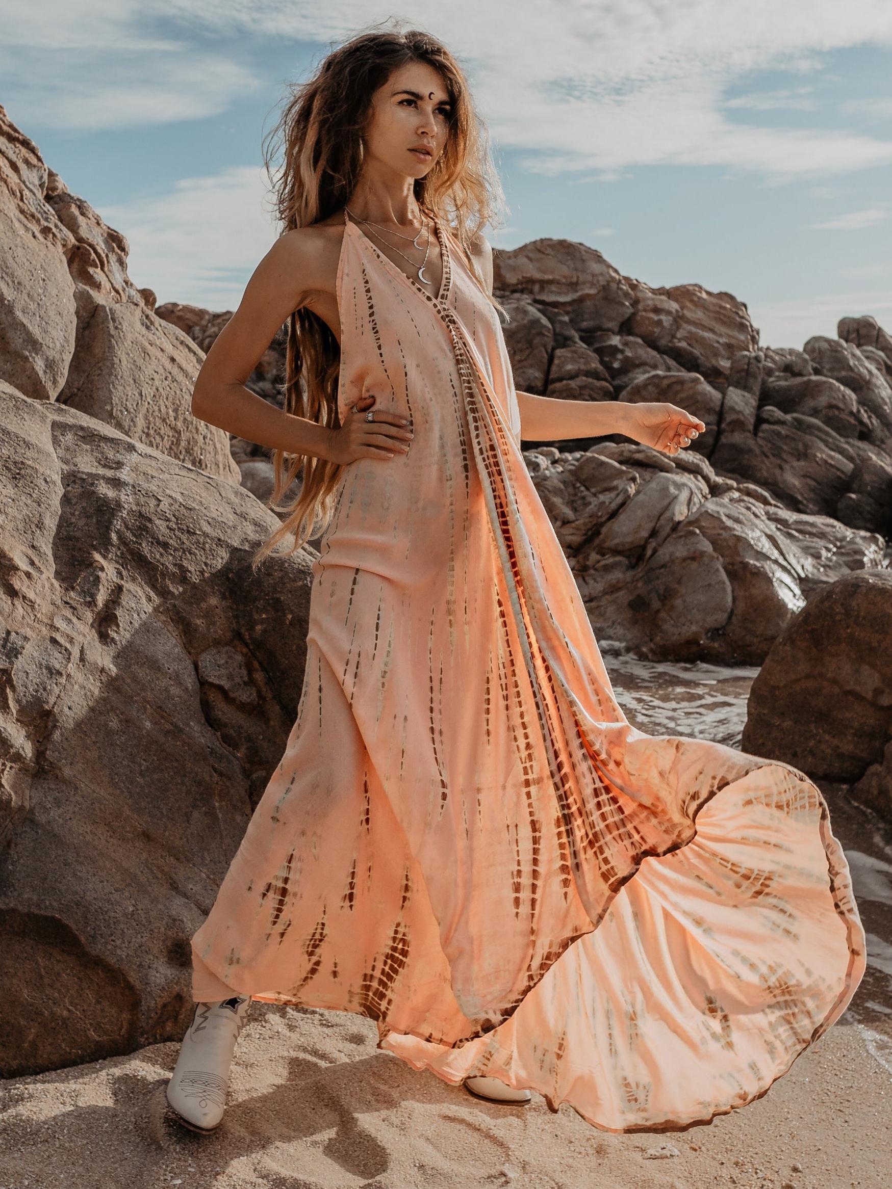 Bohemian Sleeveless Printed V-Neck Floor Length Maxi Dress Resort Wear