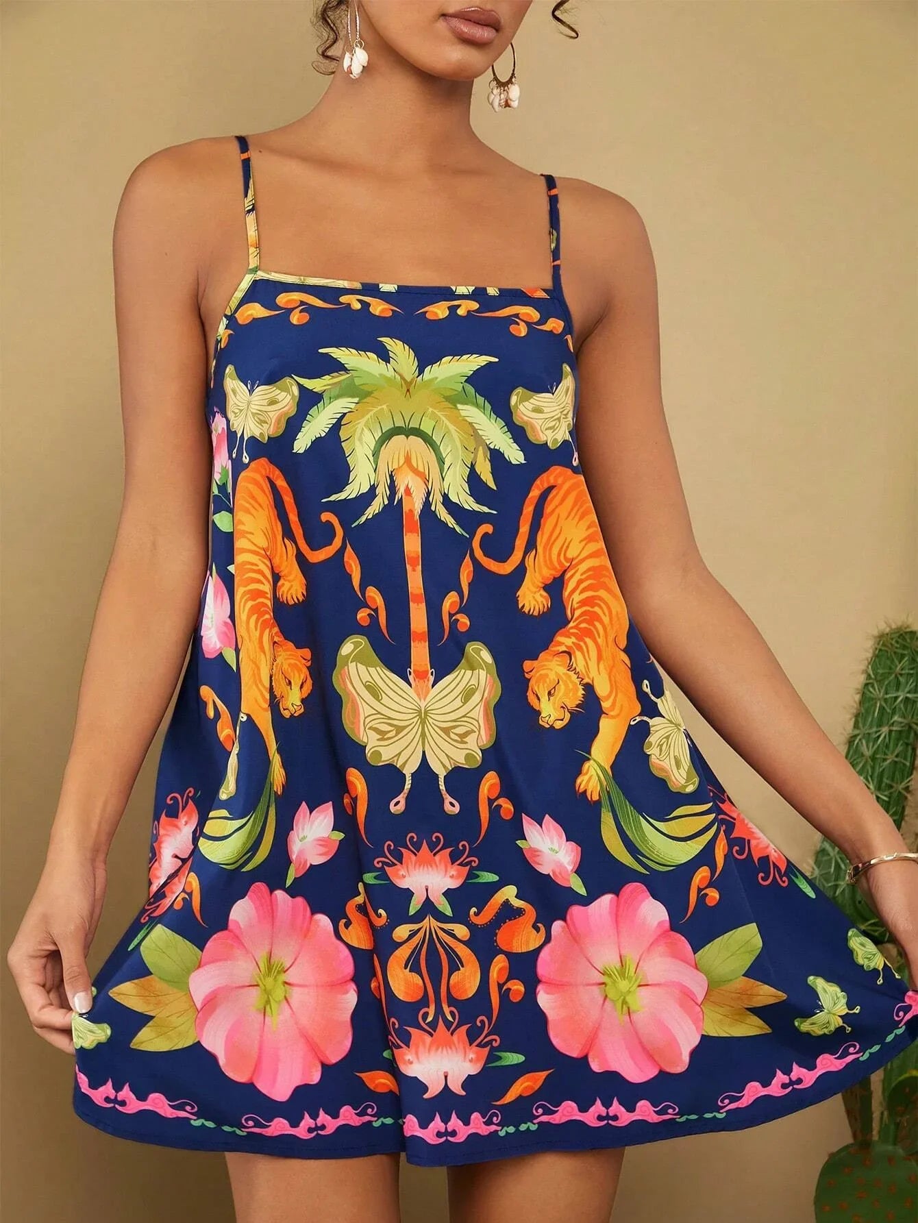 Bohemian Style Sleeveless Floral Print Strapless Short Length Mini Dress