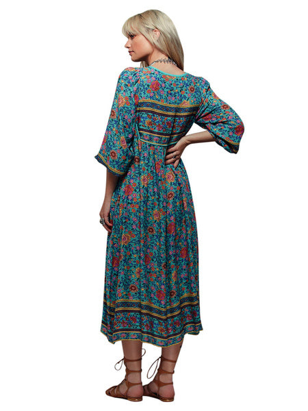 Boho Dress Full Sleeve Loose Printed Shift Long Dress