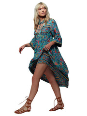 Boho Dress Full Sleeve Loose Printed Shift Long Dress
