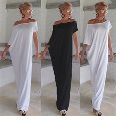 Boho Side Slit Short Sleeve Evening Dress