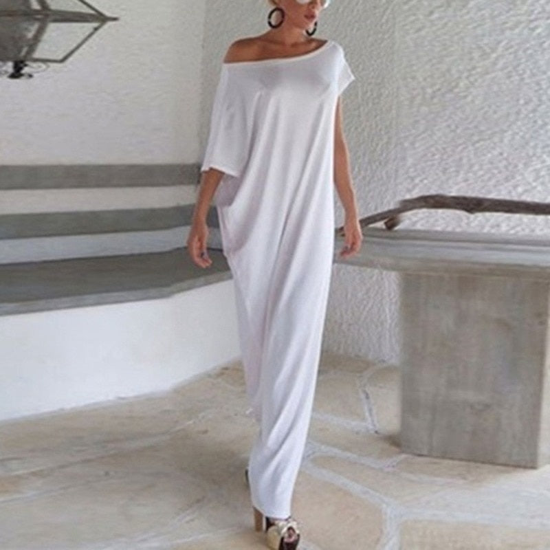 Boho Side Slit Short Sleeve Evening Dress
