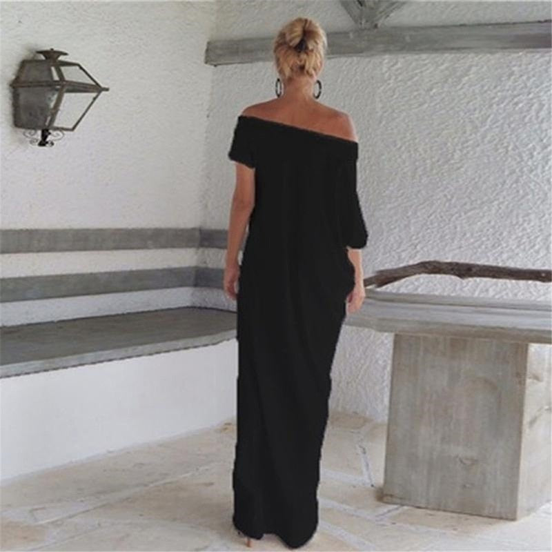Boho Side Slit Short Sleeve Evening Dress