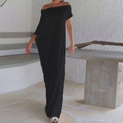 Boho Side Slit Short Sleeve Evening Dress