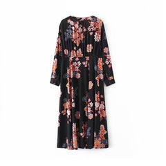 Boho Style Floral Print Beach Long Dress