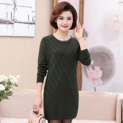Bottoming Shirt Long Sleeved Sweater Mid Length dress.