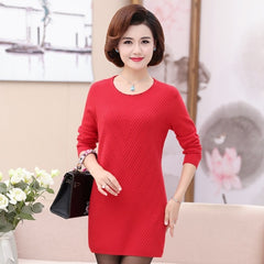 Bottoming Shirt Long Sleeved Sweater Mid Length dress.