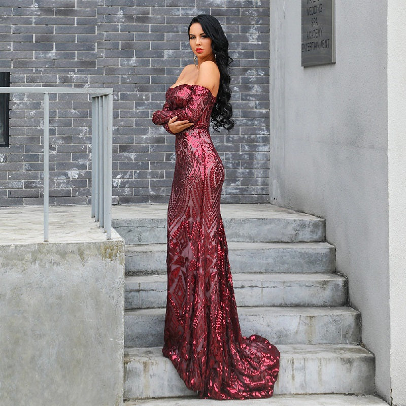 Bra Long Sleeve Strapless Backless Maxi Dress