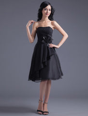 Bridesmaid Dress Strapless Backless Flowers Chiffon Dress